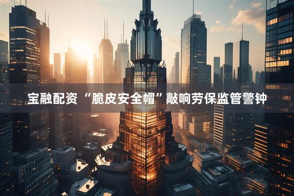宝融配资 “脆皮安全帽”敲响劳保监管警钟