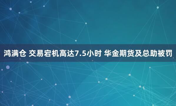 鸿满仓 交易宕机高达7.5小时 华金期货及总助被罚